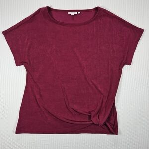 Chico’s Size 2 (L) Burgundy Short Sleeve Top